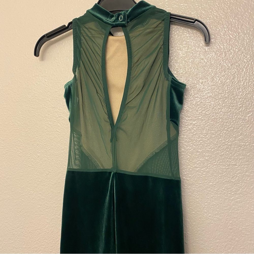 Kelle Dance Costume Solo Jumpsuit Unitard Shifting Lines 6152 Green Velvet La — image 3 of 8